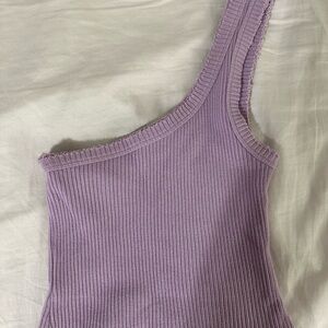 Urban Outfitters Lavender One Shoulder Ribbed Knit Top